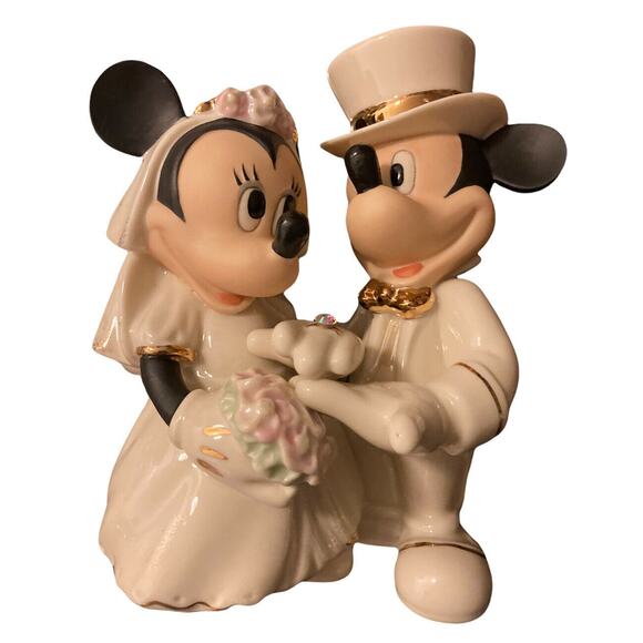 Lenox Disney Minnie's Dream Wedding Cake Topper Figurine Mickey Crystal Ring - Picture 5 of 11